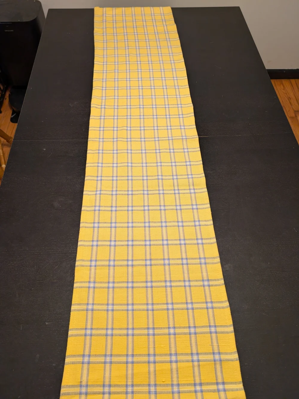 Boho Cottagecore Yellow Plaid Table Runner